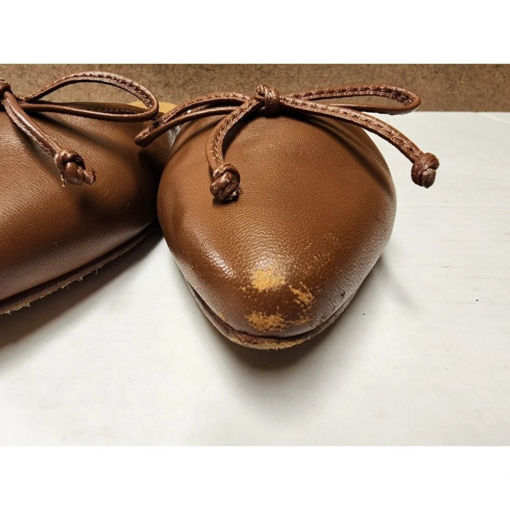 Quince Women Italian Leather Pointed Mule Cognac Shoes 7